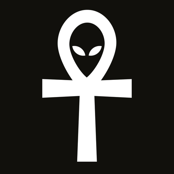 Ilustración vectorial de una cruz blanca con un diablo negro oculto. Vector cruz griega. - Vector, Imagen