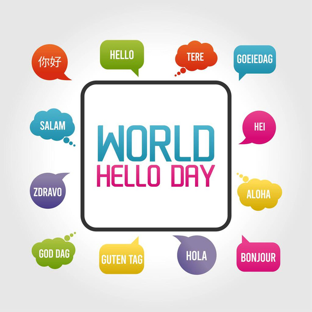 World Hello Day Vector Illustration. Adatto per cartolina di auguri e banner - Vettoriali, immagini