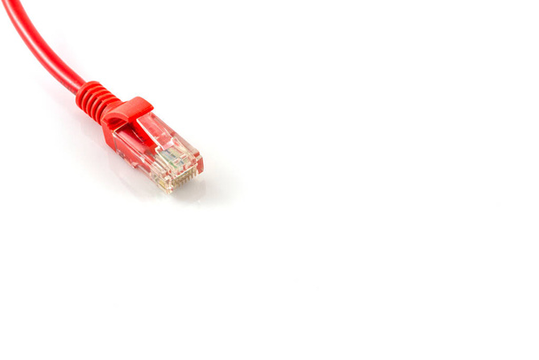 Conexiones de red roja cable rojo lan cable fondo - Foto, Imagen