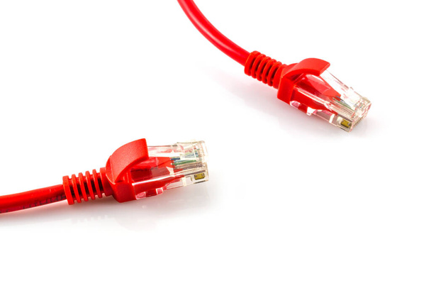 Kırmızı ağ kablo kırmızı lan kablo arkaplanı bağlantıları - Fotoğraf, Görsel