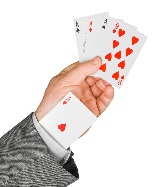 Hand and card in sleeve - Φωτογραφία, εικόνα