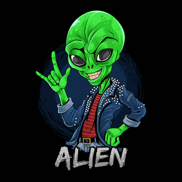 alien rocker vistiendo chaqueta con pinchos - Vector, Imagen