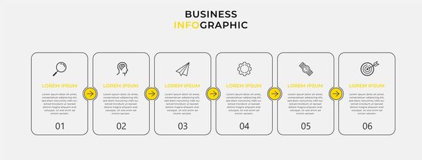 Вектор шаблонов бизнес-инфографики с иконками и 6 вариантами или шагами. Может использоваться для процессов, презентаций, компоновки рабочего процесса, баннера, блок-схемы, инфо-графика - Вектор,изображение