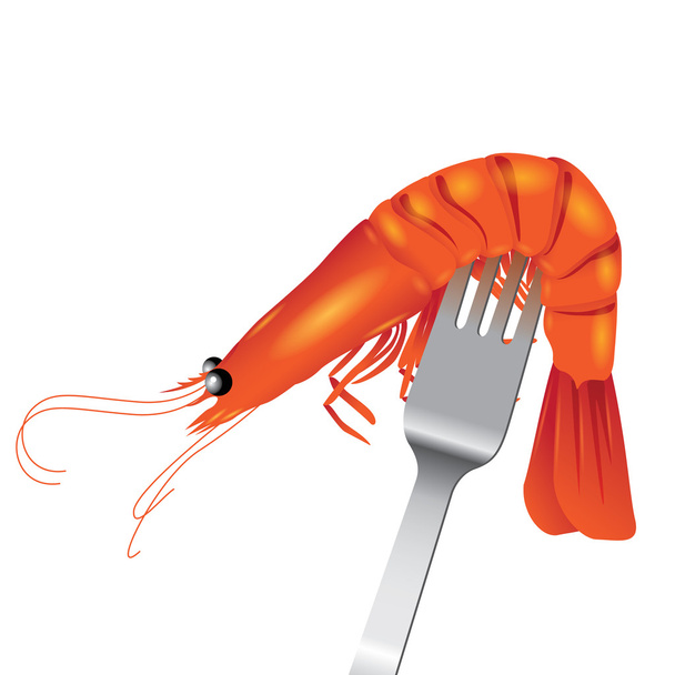 Crevettes avec vecteur fourchette
  - Vecteur, image