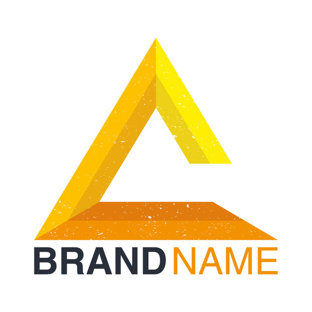 márkanév embléma sárga háromszöggel - Vektor, kép