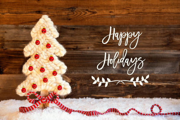 Fabric Christmas Tree, Ball, Snow, Happy Holidays - Photo, Image