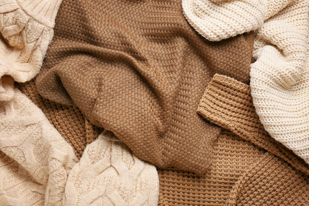 Теплая зимняя одежда в качестве фона - Фото, изображение