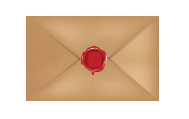 Régi levél piros viaszpecséttel, vektorral - Vektor, kép