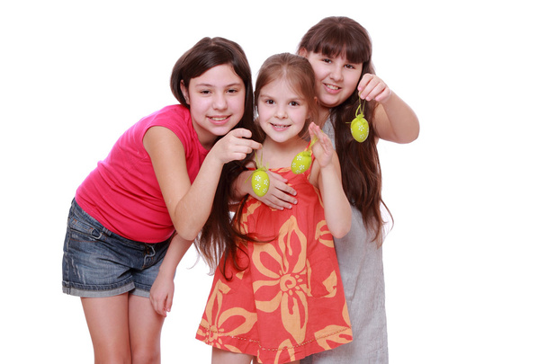 Girls holding eggs for Easter - Foto, Imagen