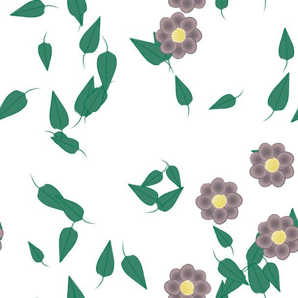 květiny s listy bezešvé pozadí, vektorové ilustrace - Vektor, obrázek