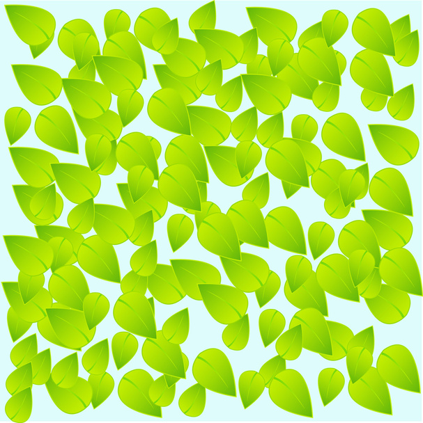 viele grüne Blätter auf blauem Hintergrund - Vektor, Bild