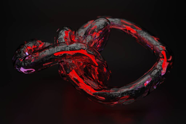 Abstract technologische textuur gloeiend rood licht binnen, 3D rendering - Foto, afbeelding