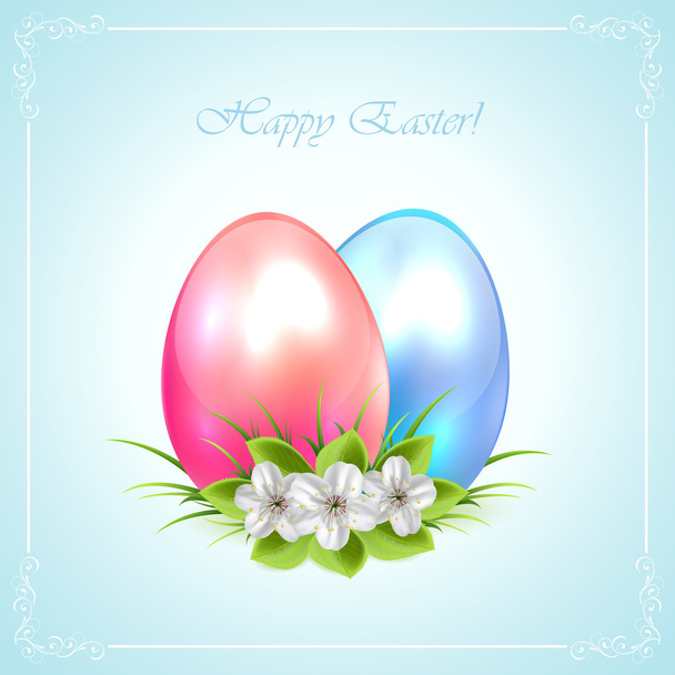 Two decorative Easter eggs - Vector, Image