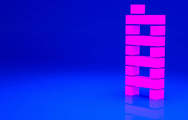 Pezzi rosa Mahjong icona isolata su sfondo blu. Mahjong cinese drago rosso gioco emoji. Concetto minimalista. Illustrazione 3d rendering 3D. - Foto, immagini