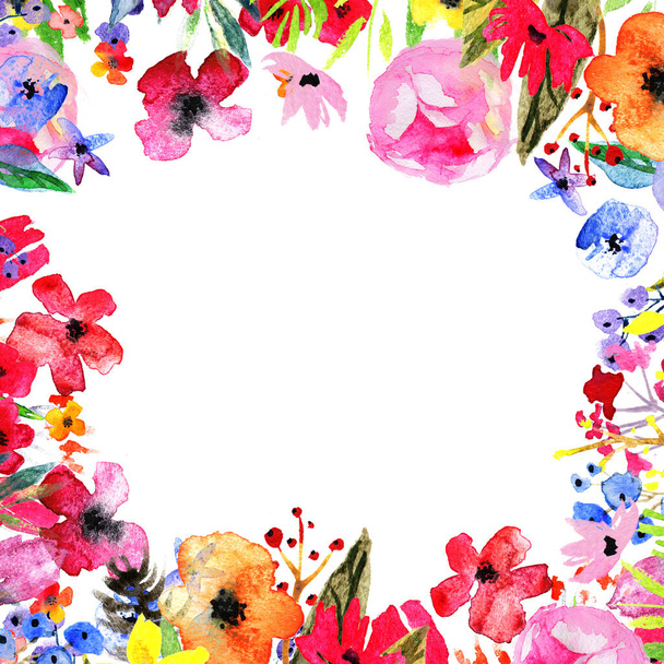 Watercolor Flower Border - Zdjęcie, obraz