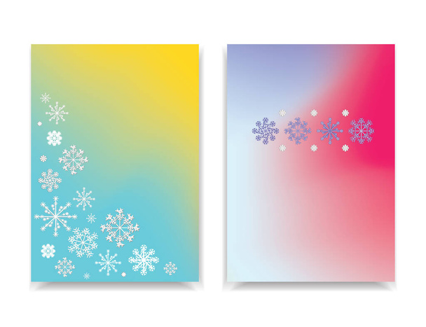 Winter Colorful mesh banners with white snowflakes. Abstract gradient background template cover of greeting card. Easy editable soft colored pattern jpeg illustration - Foto, immagini