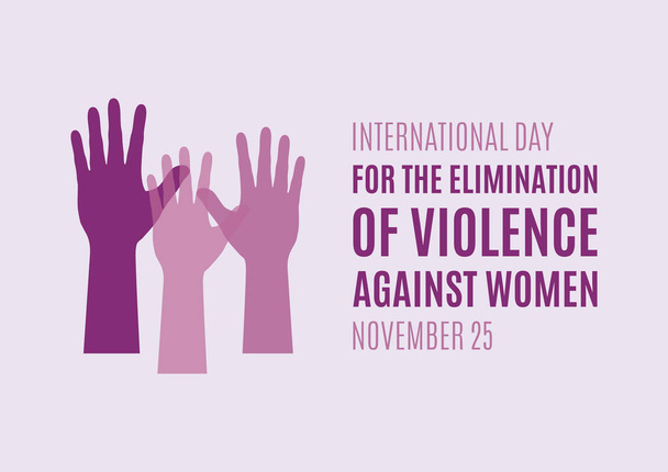 Internationaler Tag zur Beseitigung von Gewalt gegen Frauen. Frau Hand lila Silhouette Vektor. Weibliche rosa Hände Silhouette-Symbol. Stoppt Gewalt gegen Frauen. Wichtiger Tag - Vektor, Bild