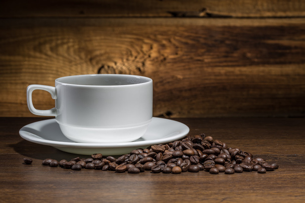 cup of coffee on a wooden background - Φωτογραφία, εικόνα