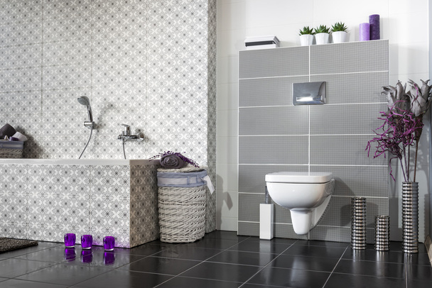 Modern fürdőszoba fekete-fehér - Fotó, kép