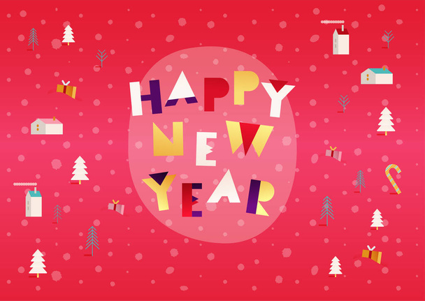 Boldog Új Évet Üdvözlő Kártya Gyönyörű Snow Fedett Háttér. Boldog új évet 2021-ben. - Vektor, kép