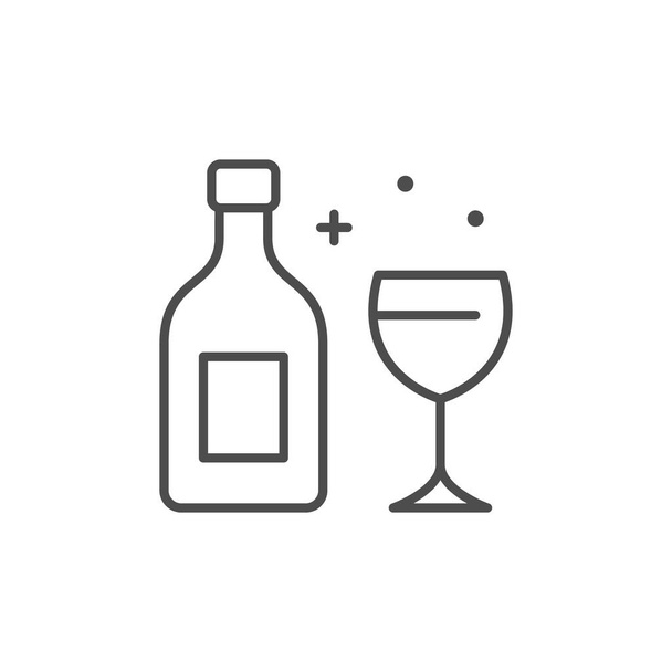 Icono de esquema de línea de alcohol o bebida - Vector, imagen