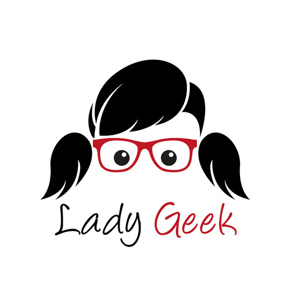 Lady geek logó sablon - Vektor, kép