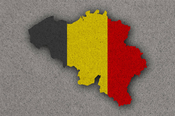Mapa y bandera de Bélgica en fieltro - Foto, imagen