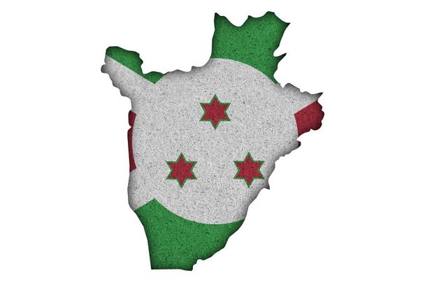 Mapa y bandera de Burundi en fieltro - Foto, imagen