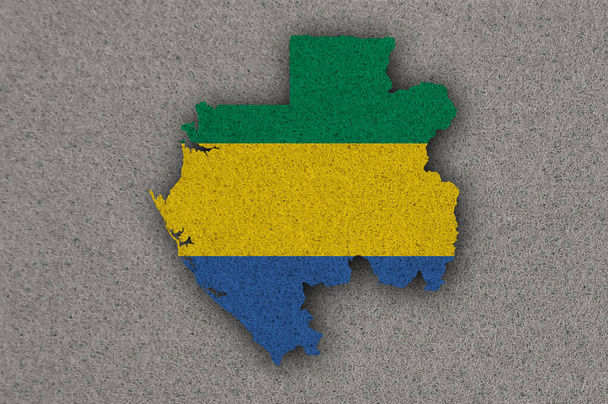 Map and flag of Gabon on felt - Photo, Image