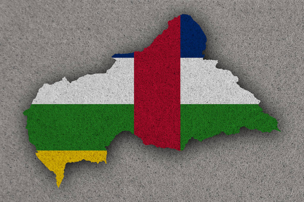 Χάρτης και σημαία της Κεντροαφρικανικής Δημοκρατίας σε τσόχα - Φωτογραφία, εικόνα