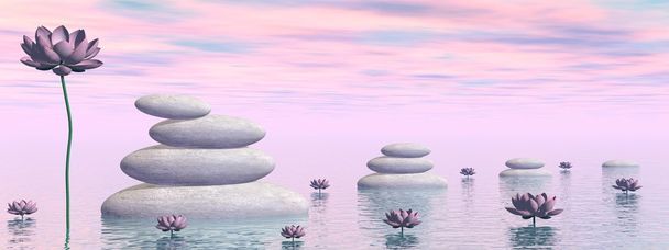 Zen κρίνος λουλούδια - 3d καθιστούν - Φωτογραφία, εικόνα