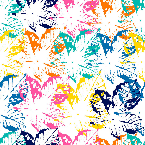 Stylish wallpaper of colorful leaves. Colorful leaves prints on a white background. - Vettoriali, immagini