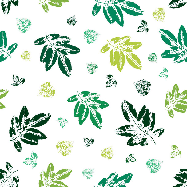 Stylish wallpaper of green leaves. Colorful leaves prints on a white background. - Vetor, Imagem