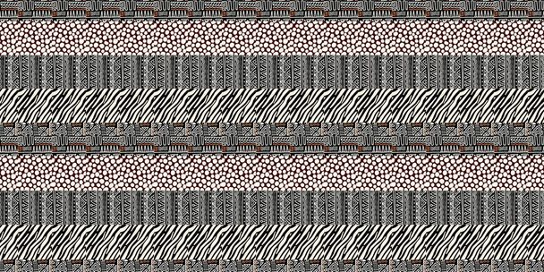 Αφρικανική εκτύπωση, αδιάλειπτη διανυσματική μοτίβο με παραδοσιακό αφρικανικό τρόπο. Εθνικό στολίδι. Ζεστά καφέ - Διάνυσμα, εικόνα