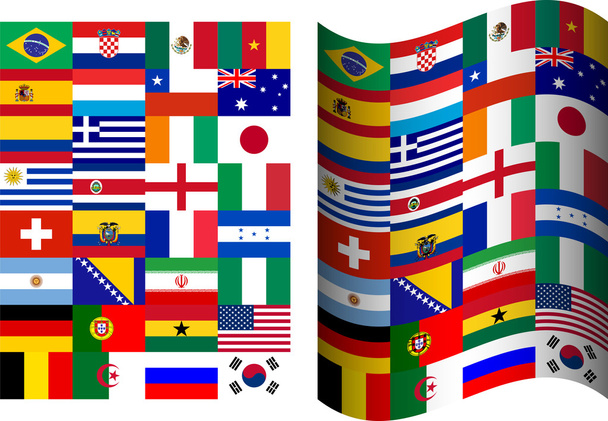 Flaggen der teilnehmenden Länder bei der WM in Brasilien - Vektor, Bild