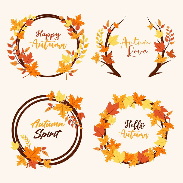 Autumn wreaths in an ochre colour spectrum - Vector, Image