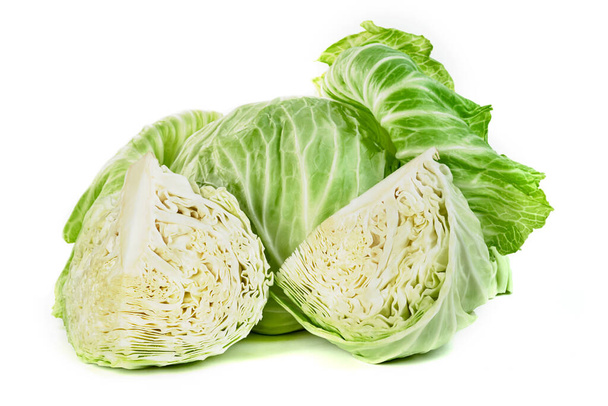 cabbage isolated on white background ,Green leaves pattern - Photo, Image