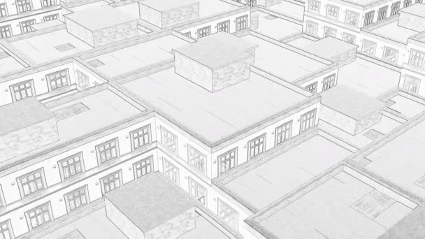 Desenho de telhados da cidade Line art Moderno contínuo - Filmagem, Vídeo