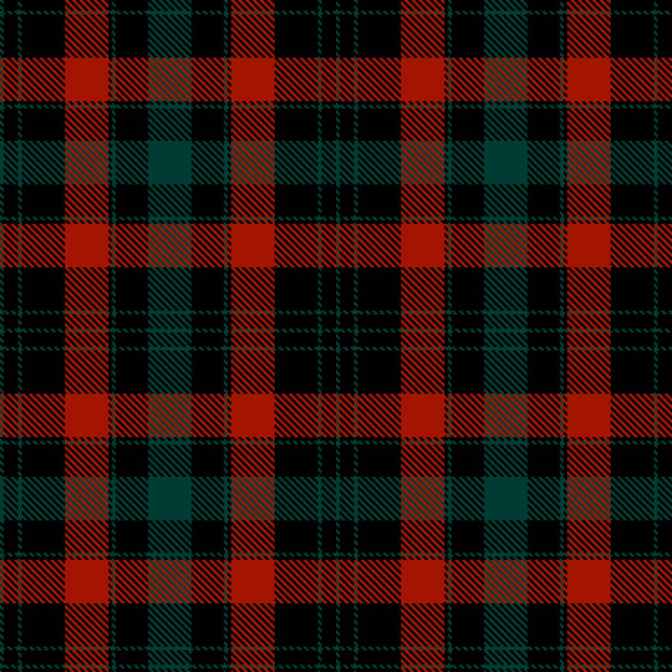 Tartan kumaş deseni. Kareli ekose vektör çizimi. İskoç tarzının kusursuz arka planı. Noel tasarımları için harika. Duvar kağıtları, tekstil, dekorasyon, ambalajlar için. Kırmızı, Yeşil ve Siyah. - Vektör, Görsel