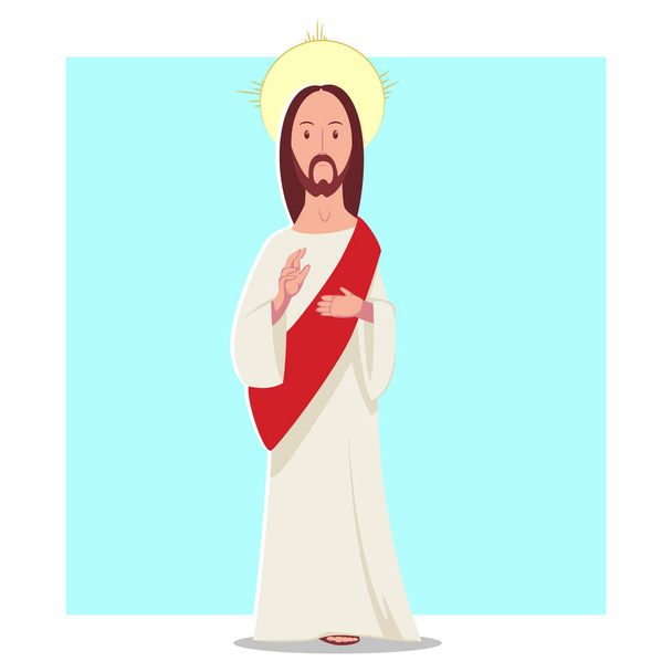 Jesucristo vector de dibujos animados personaje plano. Ilustración aislada sobre fondo blanco. - Vector, Imagen