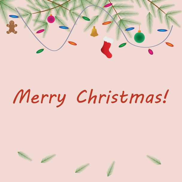 Χριστουγεννιάτικη κάρτα διακοσμητική επίπεδη σχεδίαση για χειμερινές διακοπές - Διάνυσμα, εικόνα