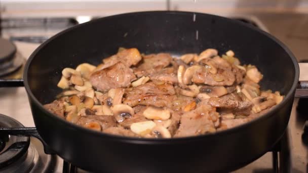 Adding White Wine To A Meat Recipe. - Footage, Video
