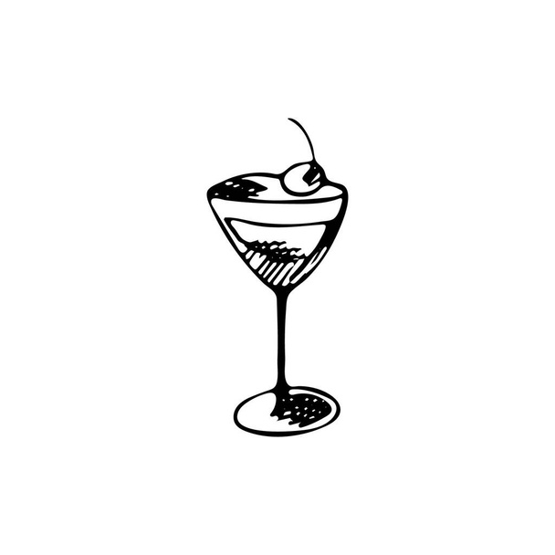 Käsin piirretty cocktaillasi. Juoma on piirretty graafiseen tyyliin. Vektori eristetty valkoisella pohjalla. - Vektori, kuva