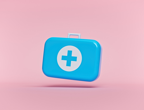 estilo de dibujos animados azul Medical Bag Icon. concepto mínimo. renderizado 3d - Foto, imagen