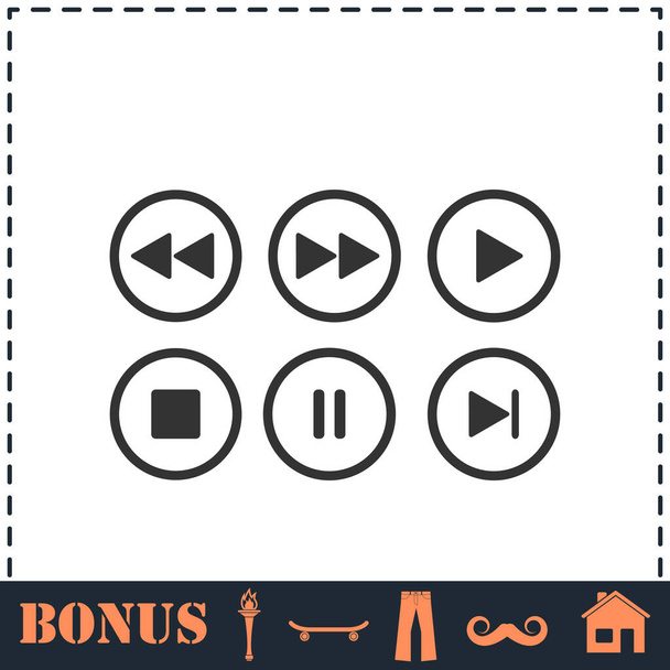 Video Audio Player gombok ikon lapos. Egyszerű vektor szimbólum és bónusz ikon - Vektor, kép
