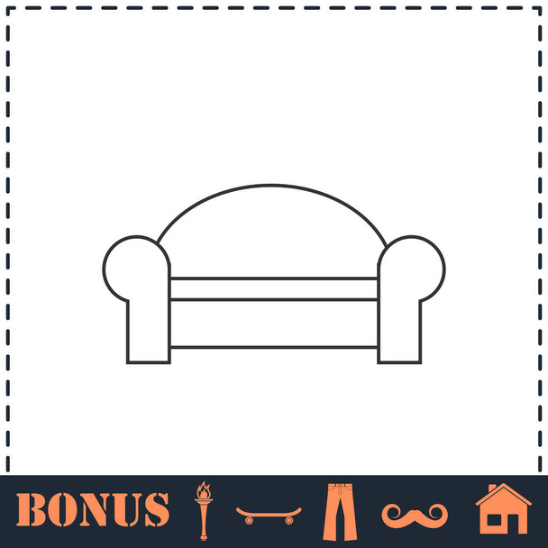 Ícone de sofá plano. Símbolo vetorial simples e ícone de bônus - Vetor, Imagem