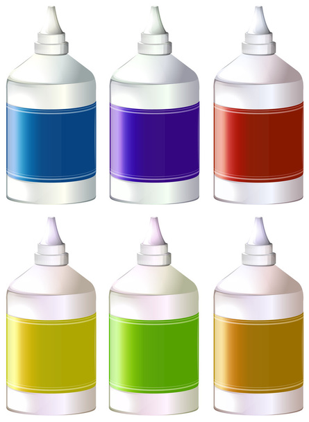 бутылки разноцветных красок - Вектор,изображение