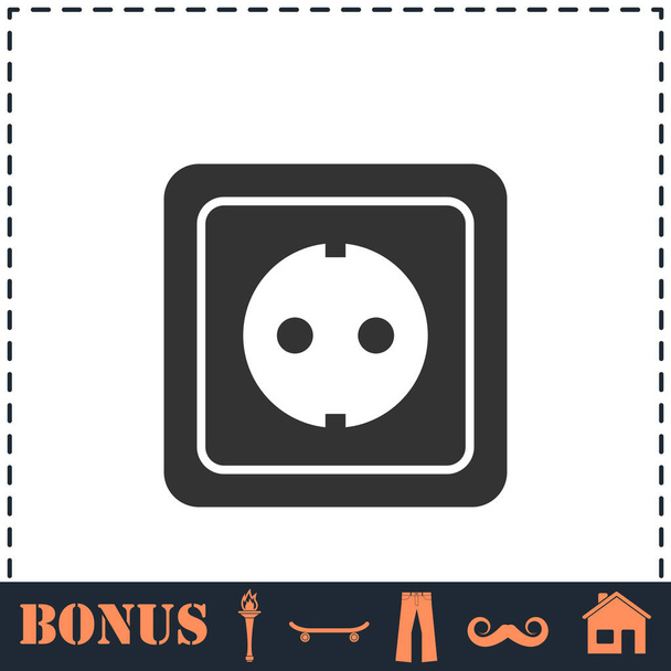 Power socket icon flat. Simple vector symbol and bonus icon - Vector, Image