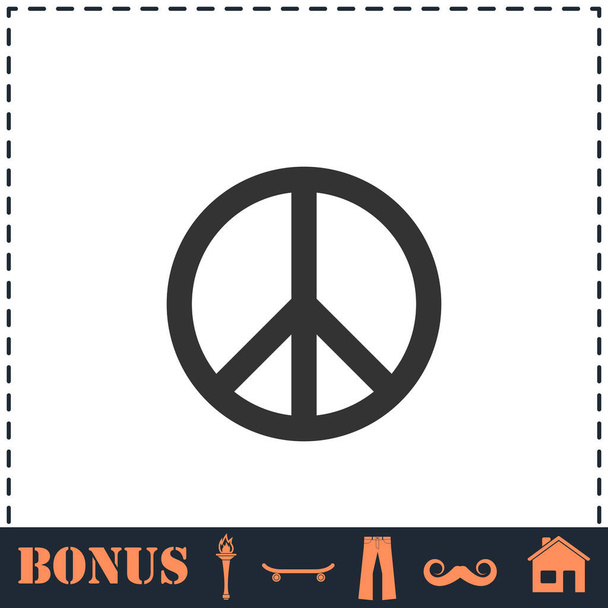 Hippien rauhan ikoni litteä. Yksinkertainen vektori symboli ja bonus kuvake - Vektori, kuva