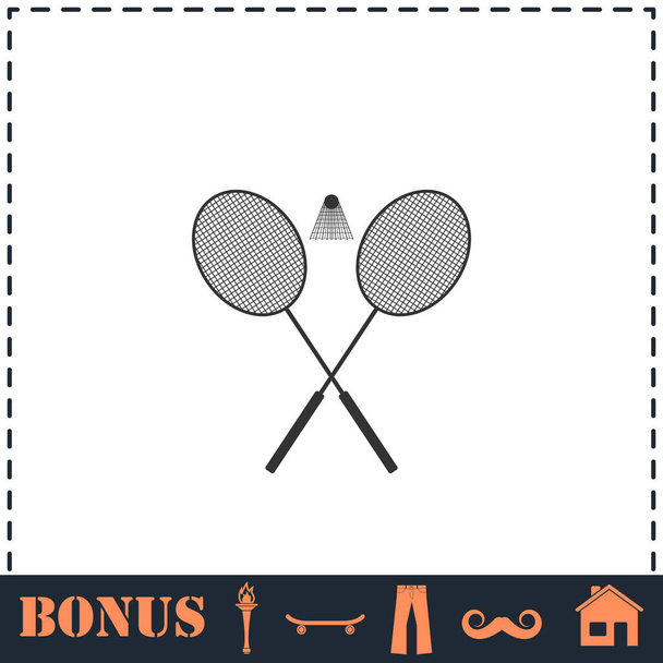 Badminton ikonu düz. Basit vektör sembolü ve bonus simgesi - Vektör, Görsel
